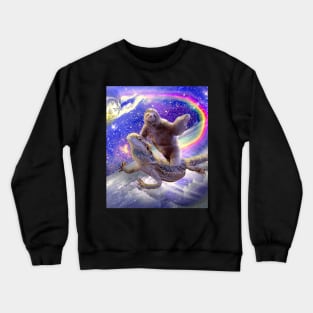 Space Sloth Riding Bearded Dragon Lizard Crewneck Sweatshirt